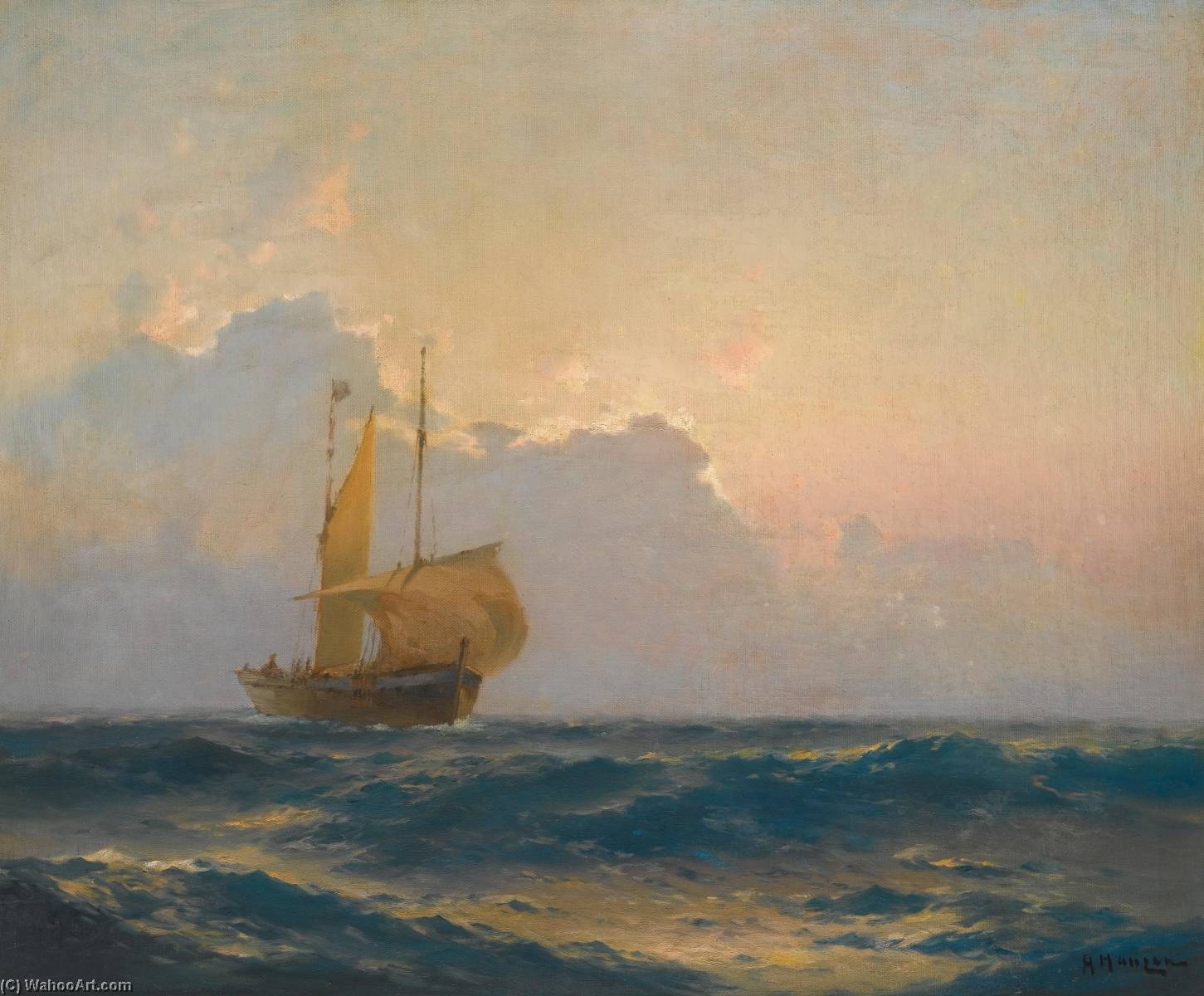 Ship At Dusk — Alexei Vasilievich Hanzen