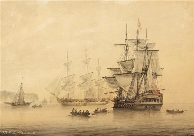 A British Two-decker Flying The Broad Pennant Of A Commodore — Samuel Atkins