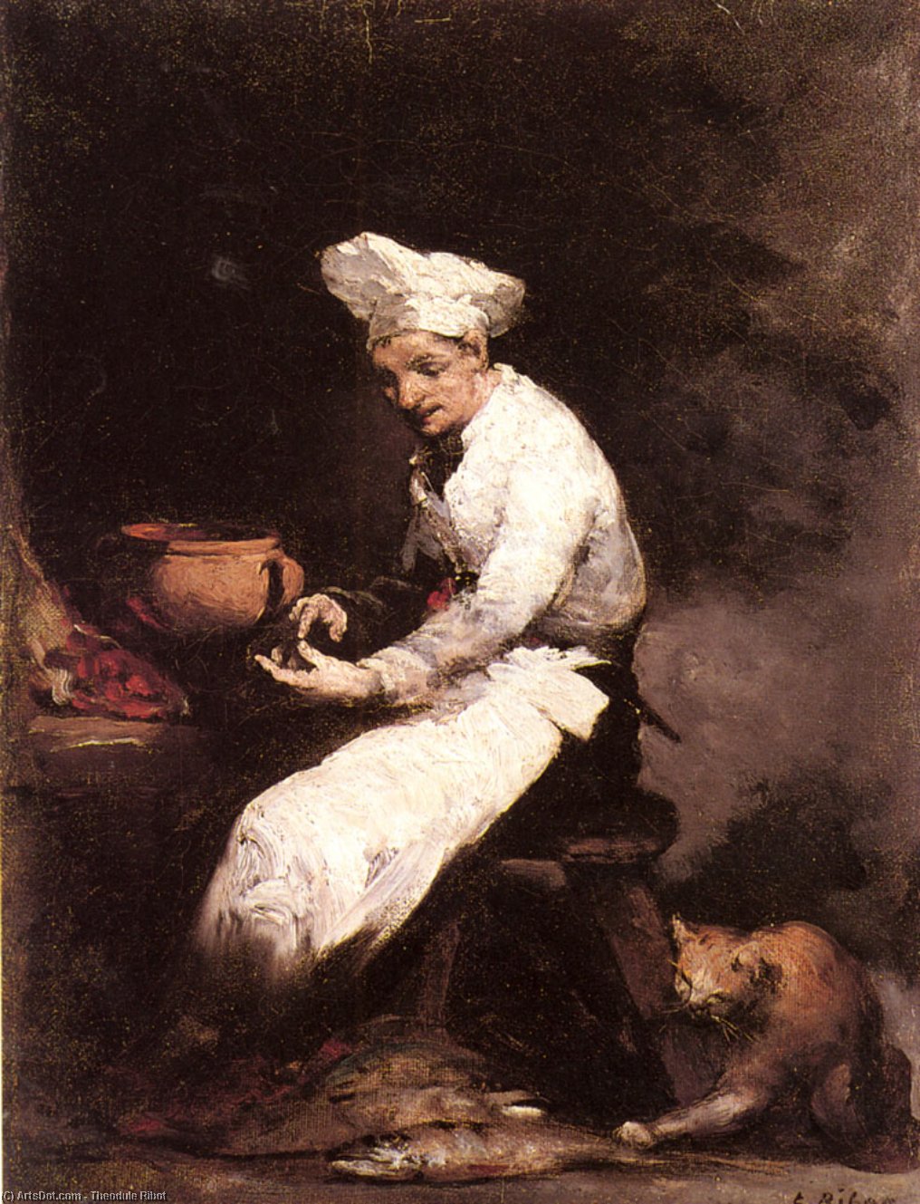The Cook And The Cat — Theodule Augustine Ribot