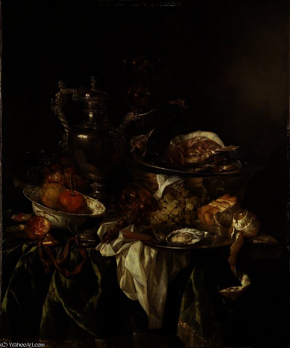 Still Life With A Silver Wine-jar And A Reflected Portrait Of The Artist — Abraham Hendricksz. Van Beyeren