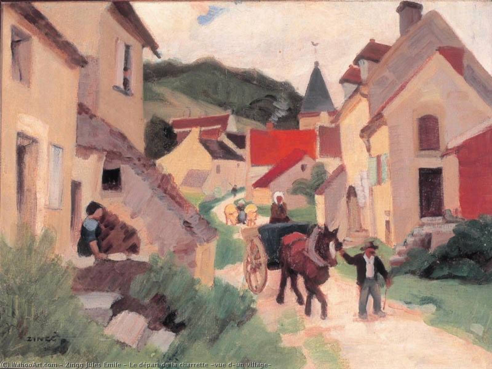 Le Départ De La Charrette (vue D'un Village) — Zingg Jules Emile
