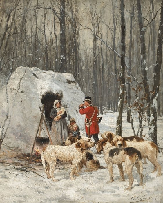 Hunting Scene In Winter. — Charles Olivier De Penne
