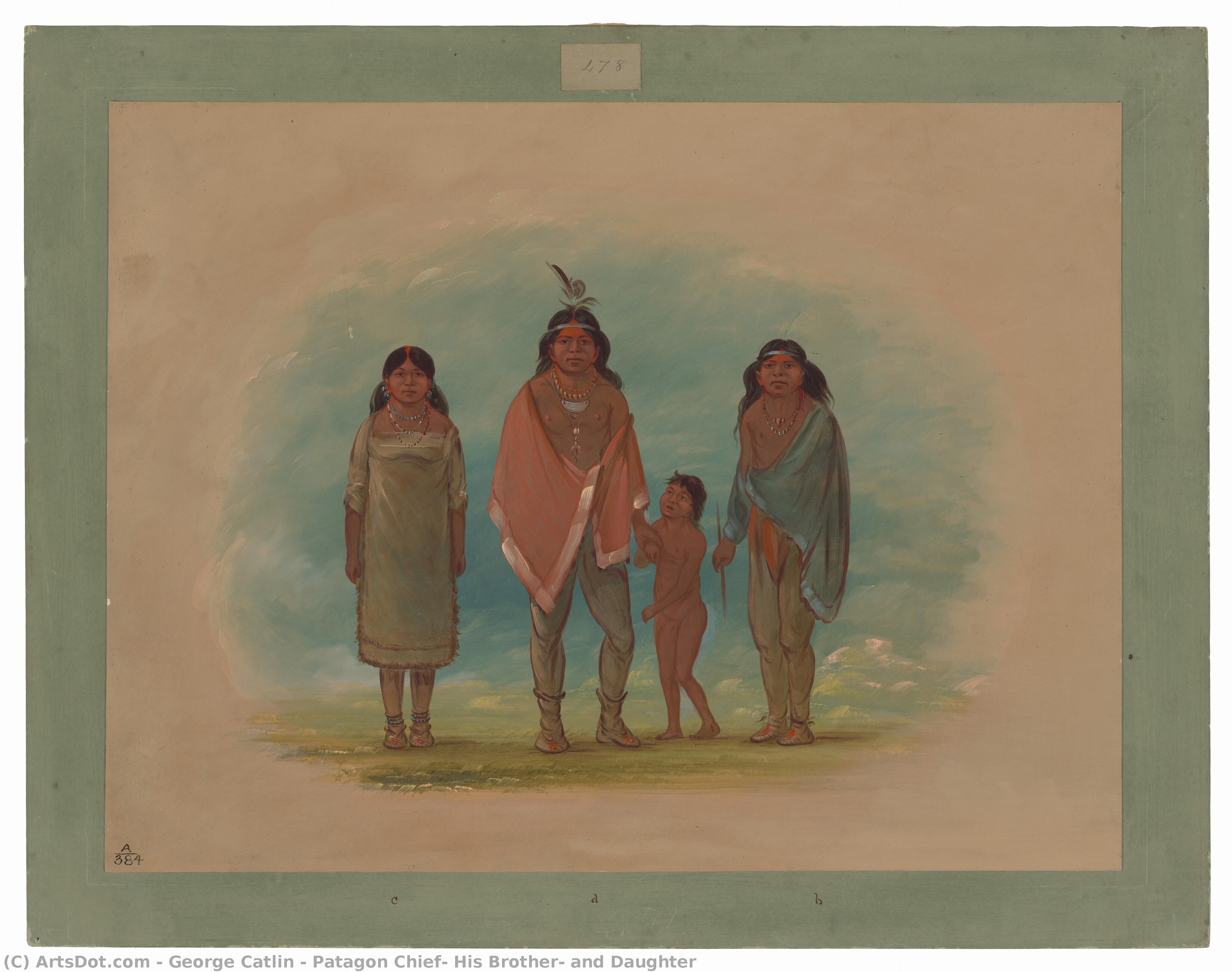Patagon Chief, His Brother, And Daughter — George Catlin