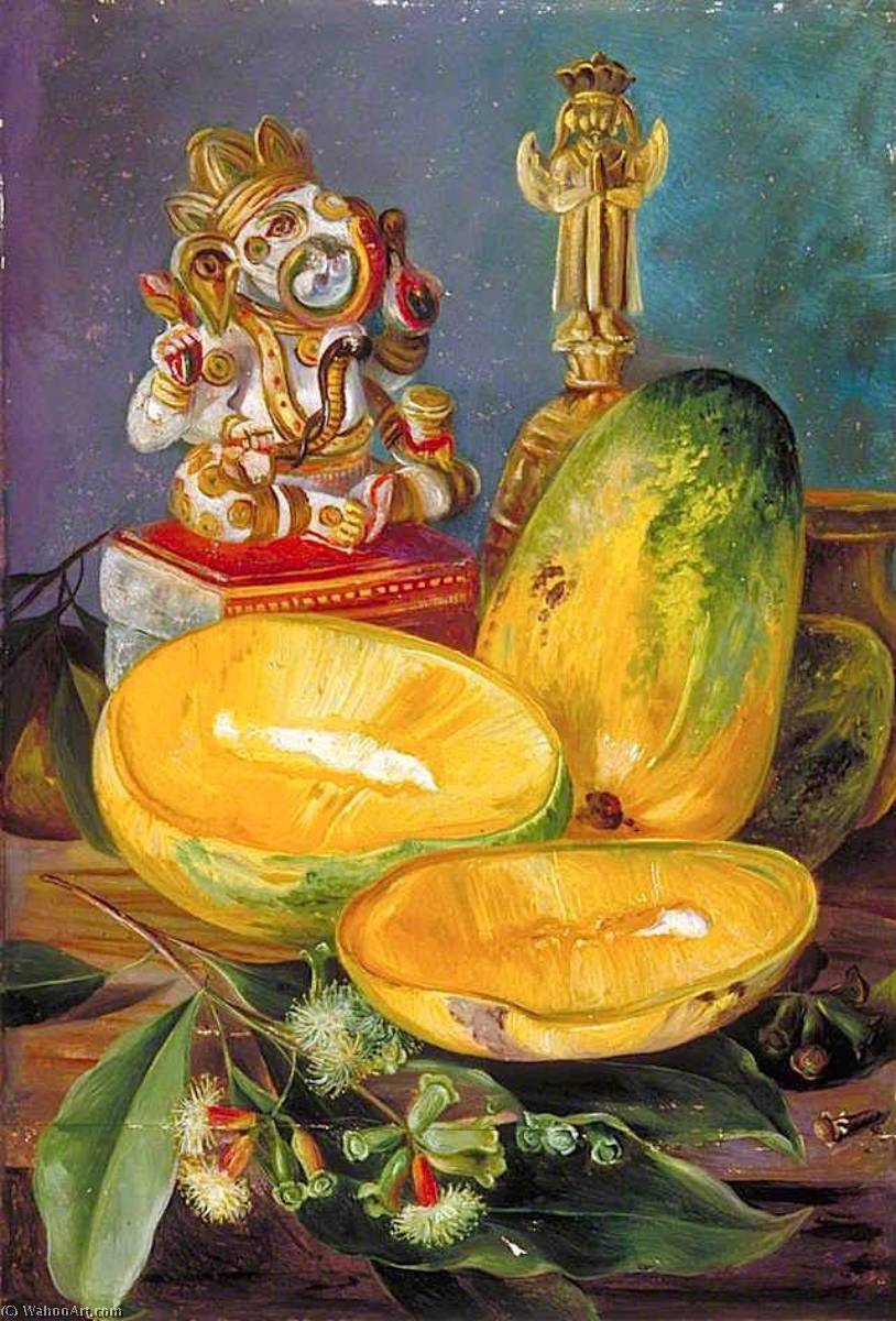Foliage And Flowers Of The Clove, Fruit Of The Mango, And Hindoo God Of Wisdom — Marianne North