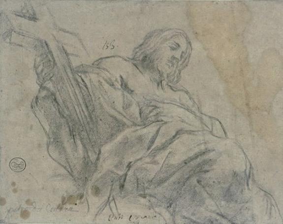 Christ Draped, Seated, Wearing A Cross In The Right Hand — Pietro Da Cortona