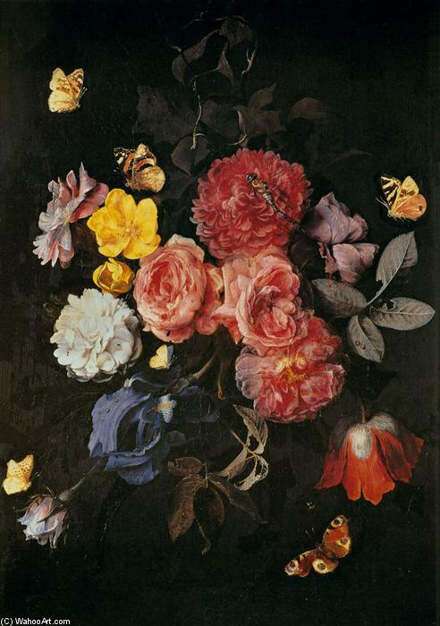Vase Of Flowers With Butterflies — Otto Marseus Van Schrieck