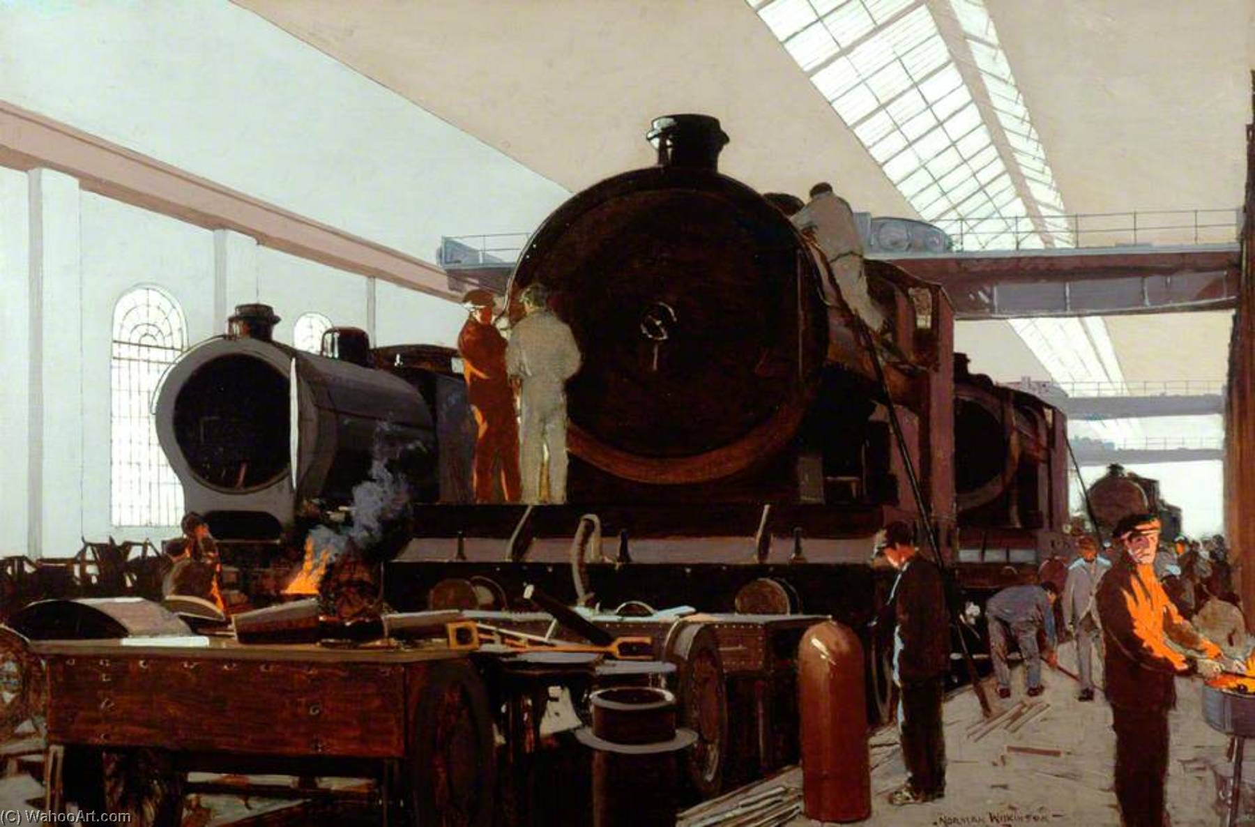 Building An Engine At Crewe Works (london, Midland And Scottish Railway Poster Artwork) — Norman Wilkinson