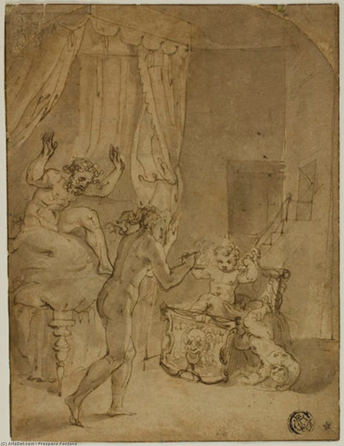 The Infant Hercules Strangling Serpents In His Cradle — Prospero Fontana