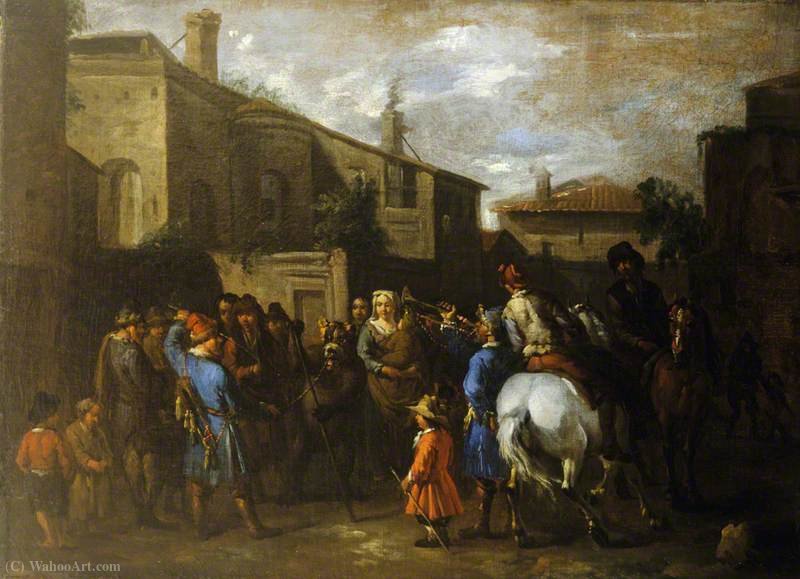 A Village Street With A Performing Bear — Pieter Van Bloemen