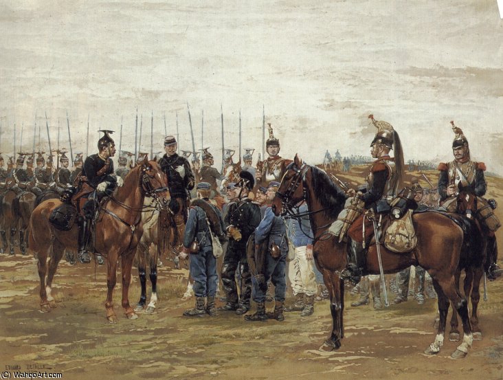 A French Cavalry Officer Guarding Captured Bavarian Soldiers — Édouard Detaille (jean-baptiste Édouard Detaille)