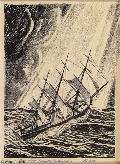 Sail Boat In Storm — Rockwell Kent
