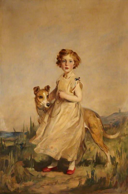 Lady Mairi Stewart (1921–2009), Later Lady Mairi Bury, As A Little Girl, With A Greyhound — Edmond Brock