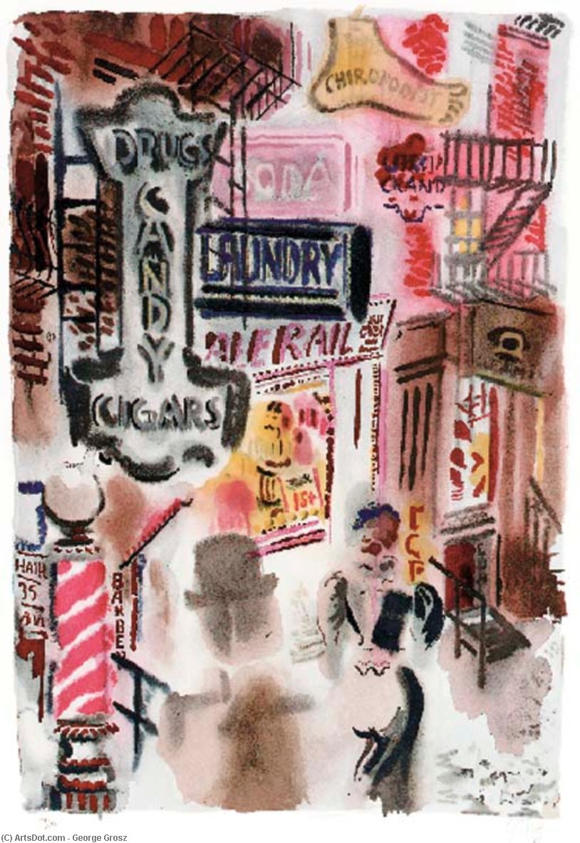 Bagdad-on-the-subway, New York, The Print Club — George Grosz