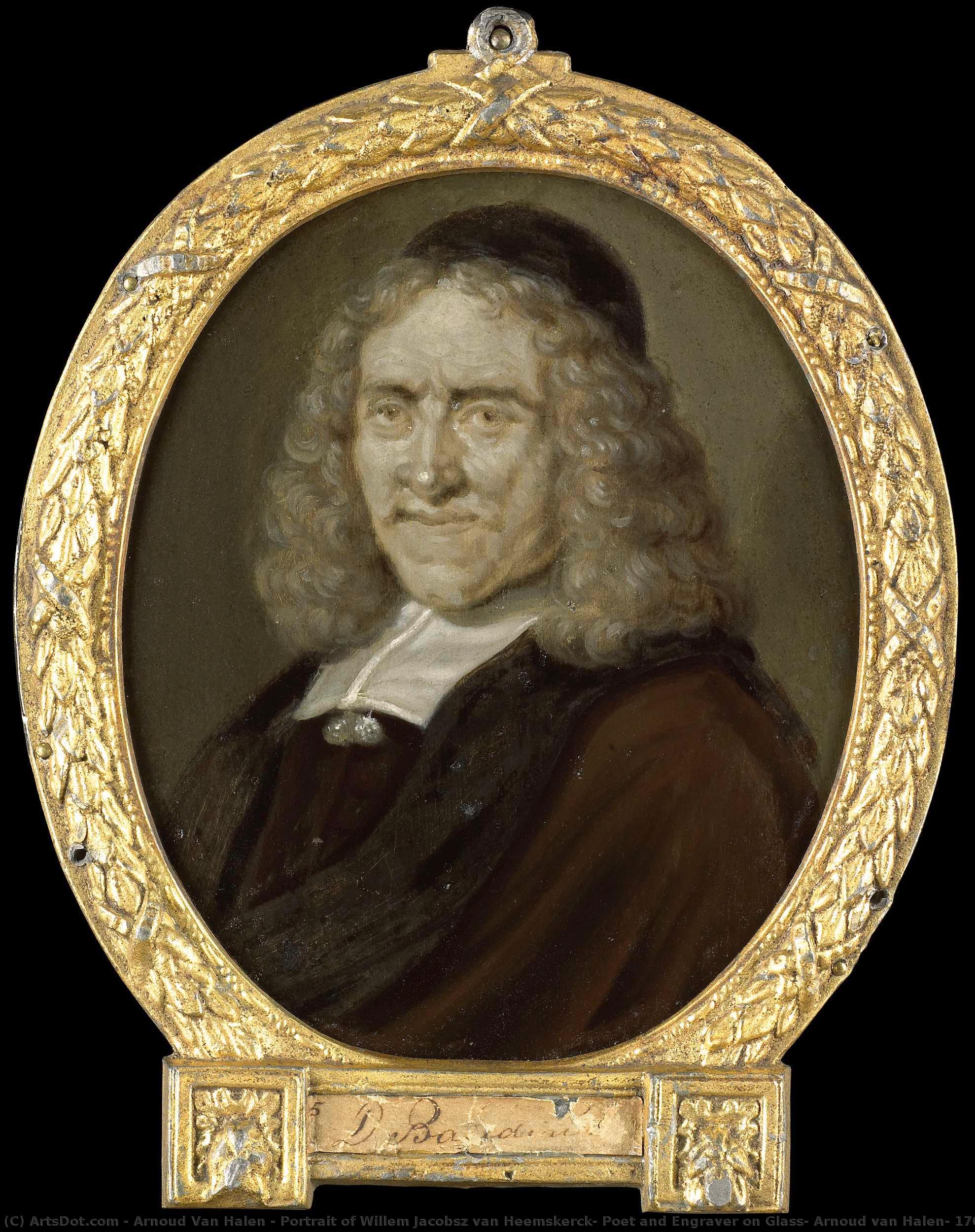 Portrait Of Willem Jacobsz Van Heemskerck, Poet And Engraver On Glass, Arnoud Van Halen, 1700 - 1732 — Arnoud Van Halen