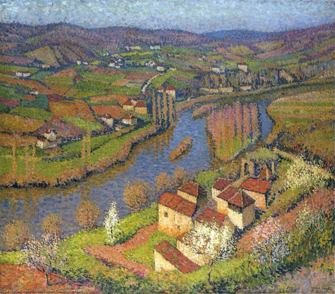 Le Lot A Saint Cirq Lapopie — Henri Jean Guillaume Martin