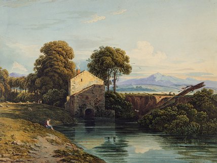 Watermill With Distant Castle And Hills, — John Varley I (the Older)