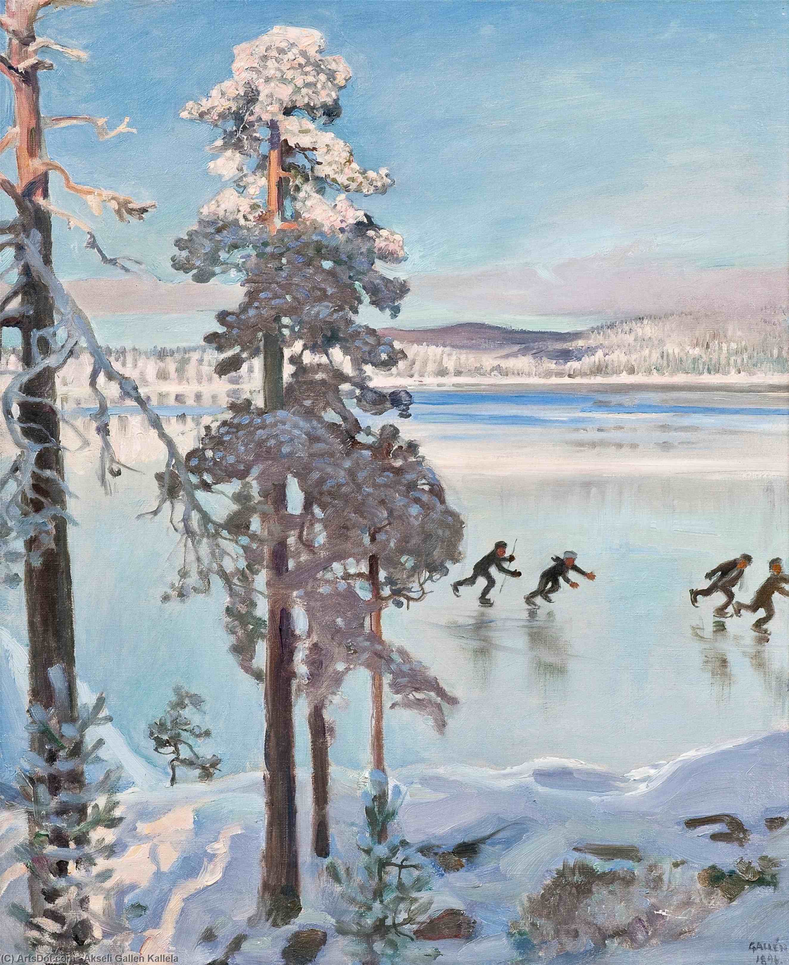 Skaters Near The Shore Of Kalela — Akseli Gallen-kallela