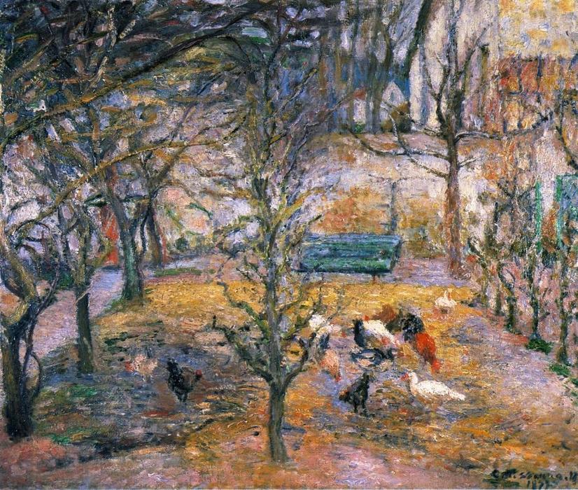 Farmyard At The Maison Rouge, Pontoise — Camille Pissarro