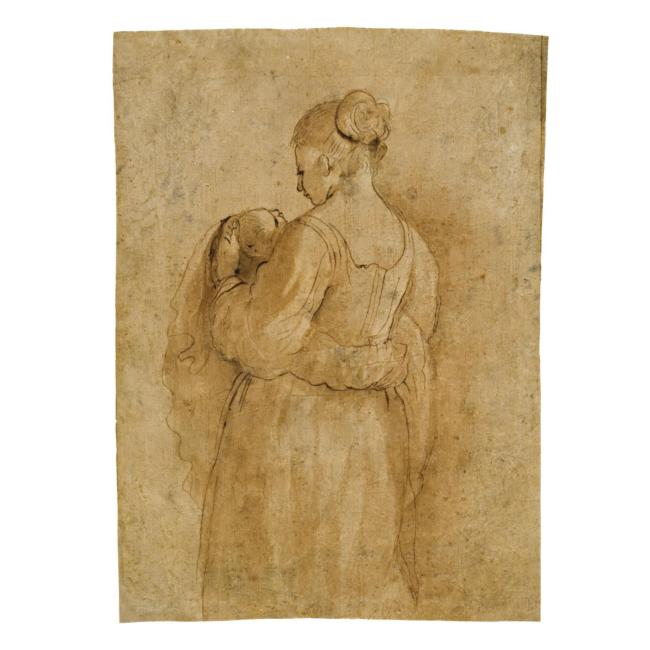 Ritratto Di Donna Con Bambino Vista Da Tergo — Guercino