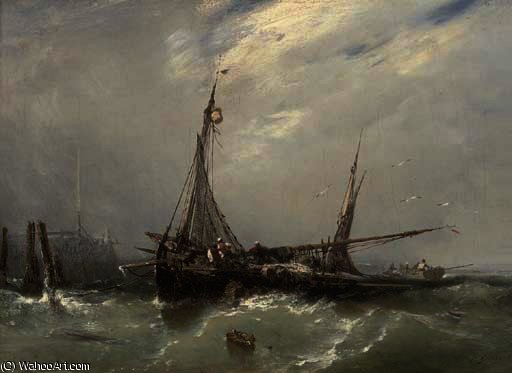 Fishermen Mending Their Nets At The End Of The Day — Ambroise Louis Garneray