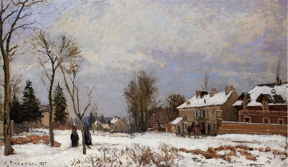 The Road From Versailles To Saint-germain, Louveciennes. Snow Effect — Camille Pissarro
