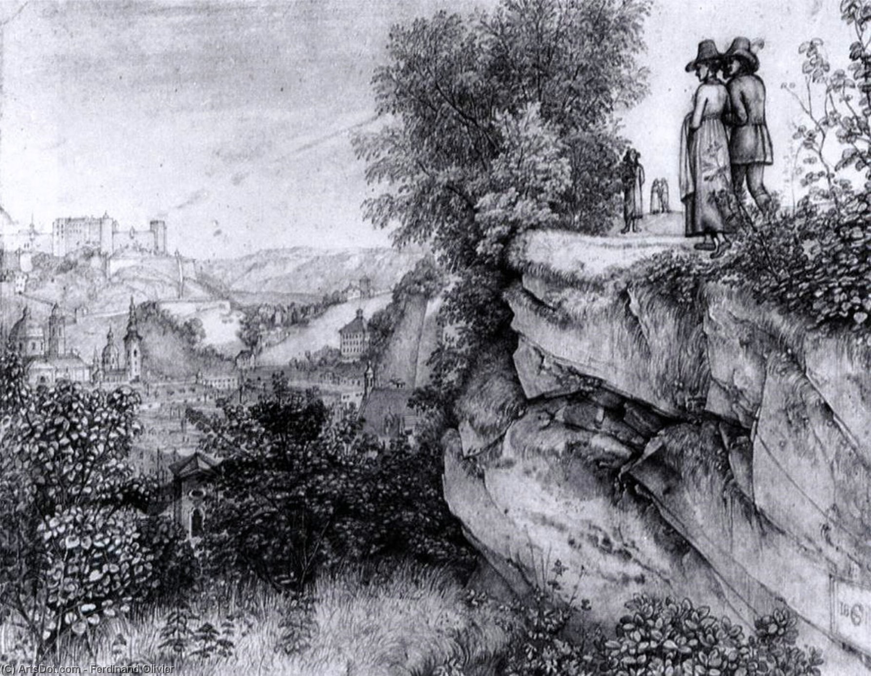 View Of Salzburg And The Hohensalzburg Fortress Fom The Mönschberg — Ferdinand Olivier
