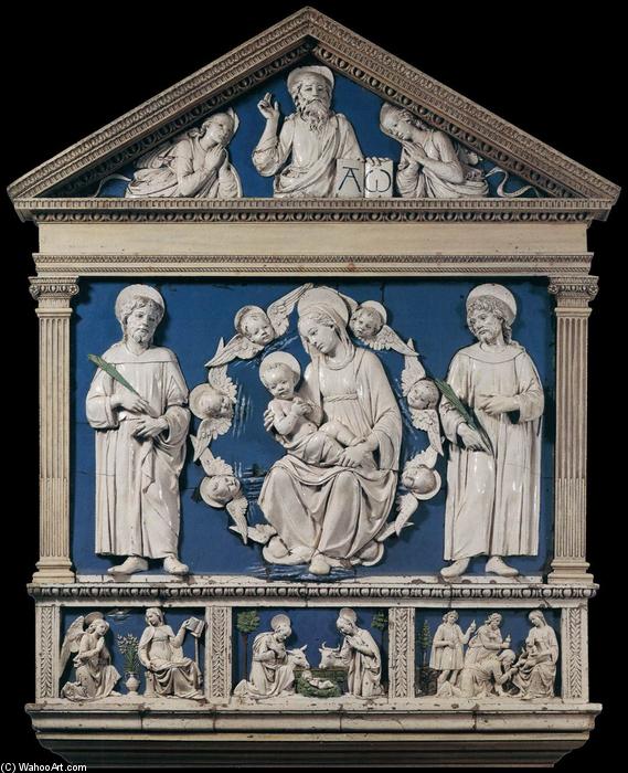 Madonna And Child Between Sts Cosmas And Damian — Andrea Della Robbia