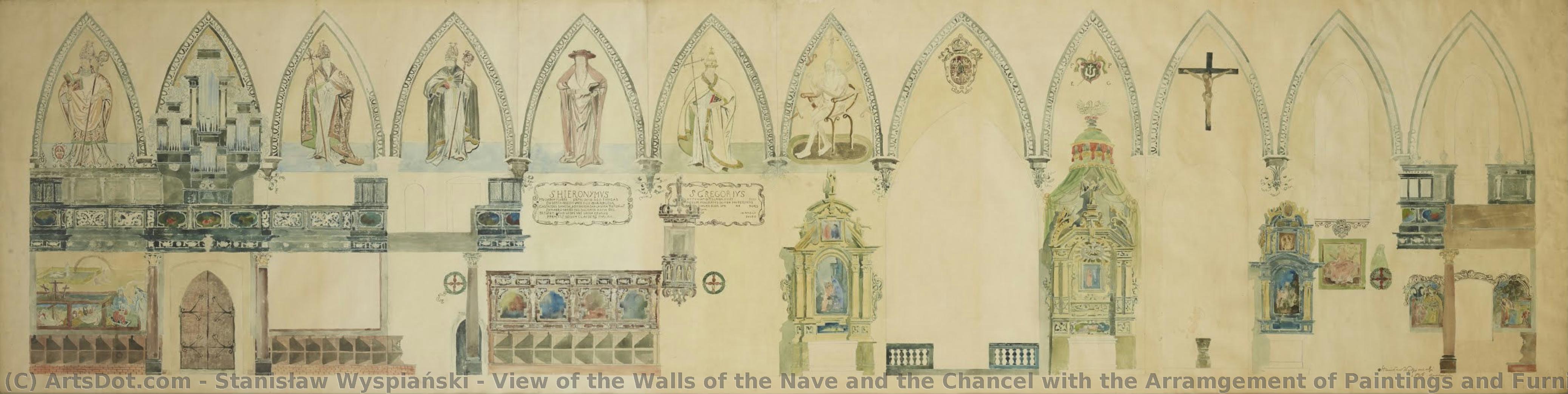 View Of The Walls Of The Nave And The Chancel With The Arramgement Of Paintings And Furnishings In The Holy Cross Church In Krakow — Stanislaw Wyspianski