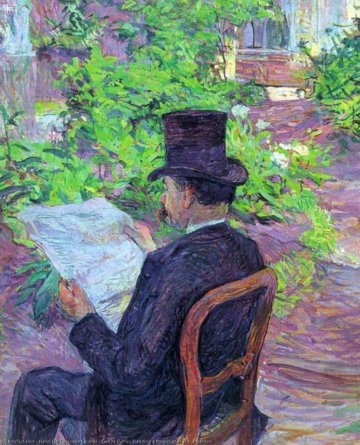 Desire Dehau Reading A Newspaper In The Garden — Henri De Toulouse-lautrec