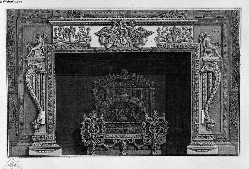 Fireplace With A Large Ornate Metal Wing — Giovanni Battista Piranesi