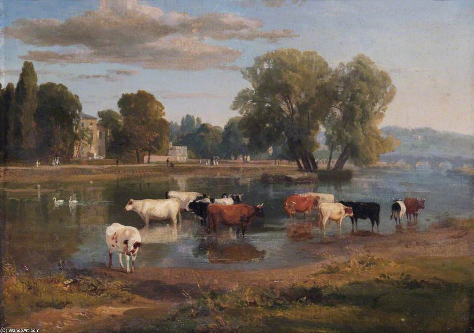 Looking Across The River To The Surrey Bank, Showing Asgill House — Ramsay Richard Reinagle