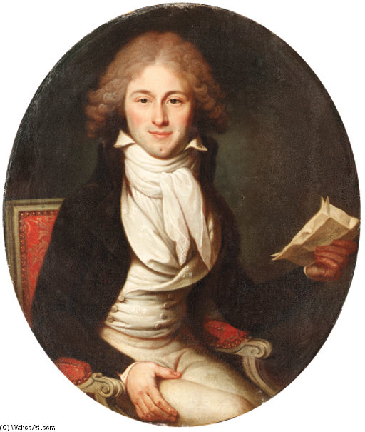Portrait Of A Young Man, Half Length, Seated In A Chair Reading A Letter — Henri-pierre Danloux