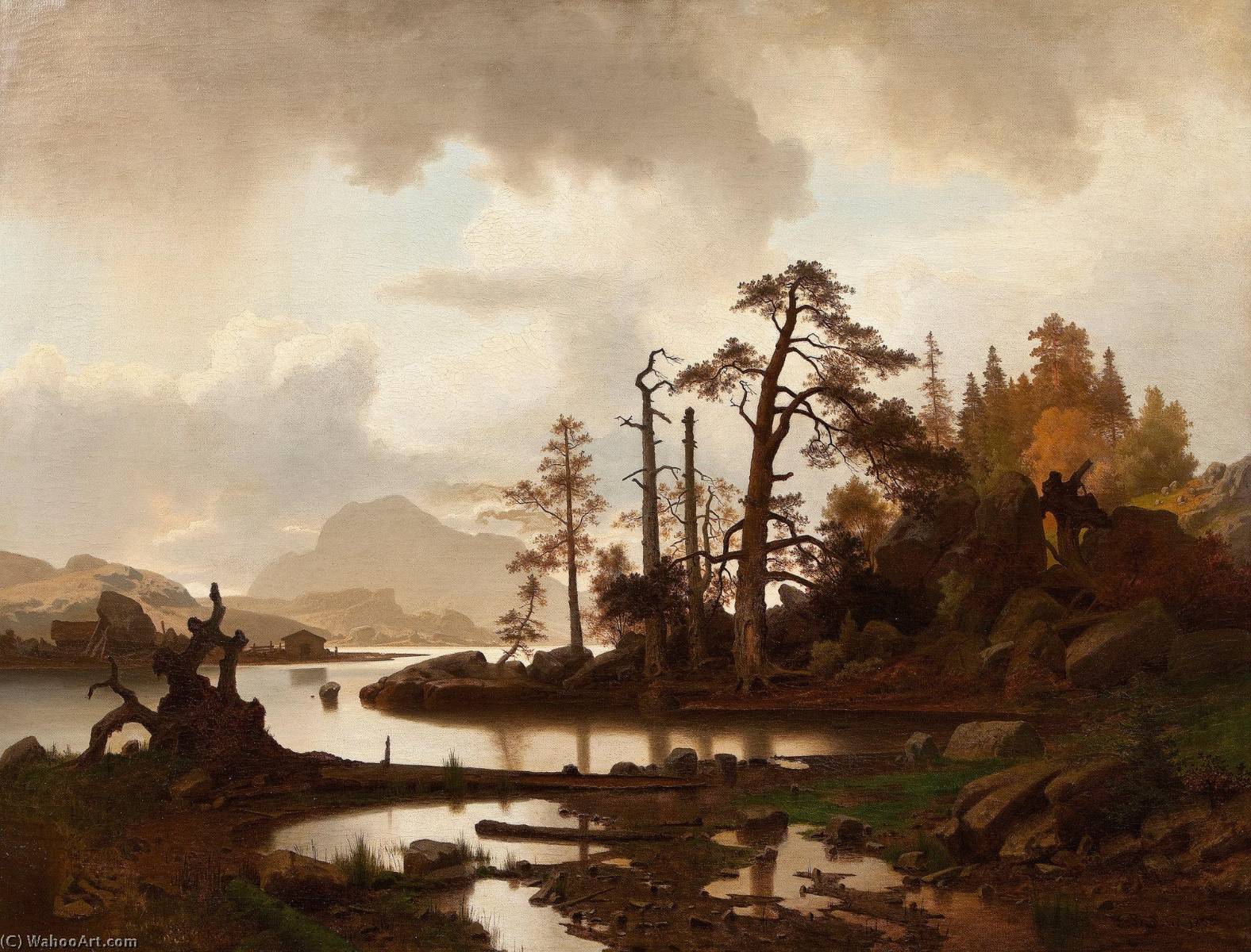 Norwegian Skogslandskap Med Innsjø Forest Landscape With Lake — Erik Bodom