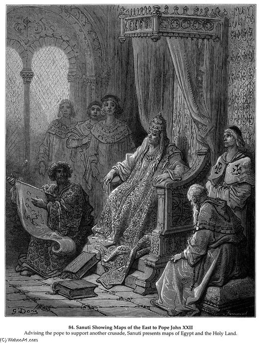Sanuti Showing Maps Of The East To Pope John Xxii — Paul Gustave Doré