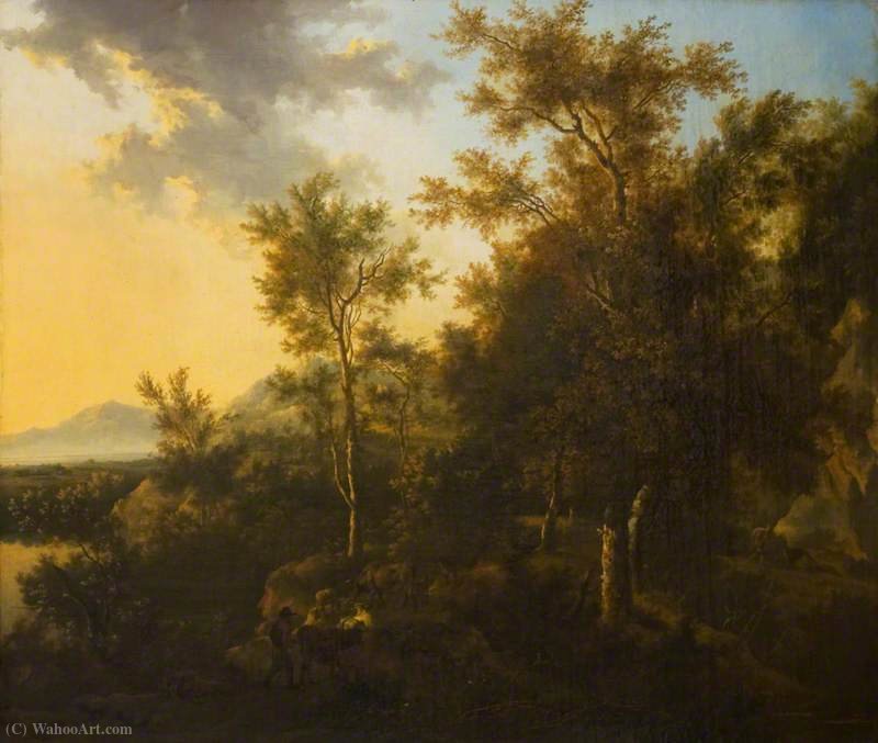 A Wooded Landscape With A Herdsman — Frederick De Moucheron