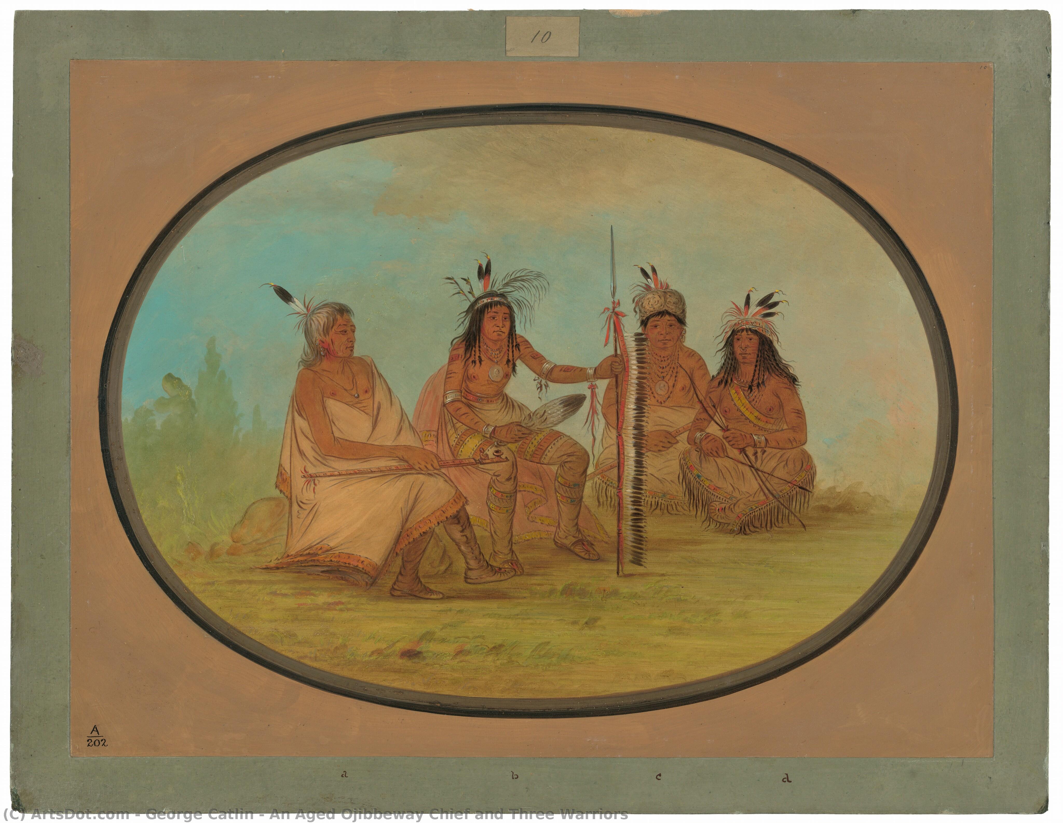 An Aged Ojibbeway Chief And Three Warriors — Джордж Катлин