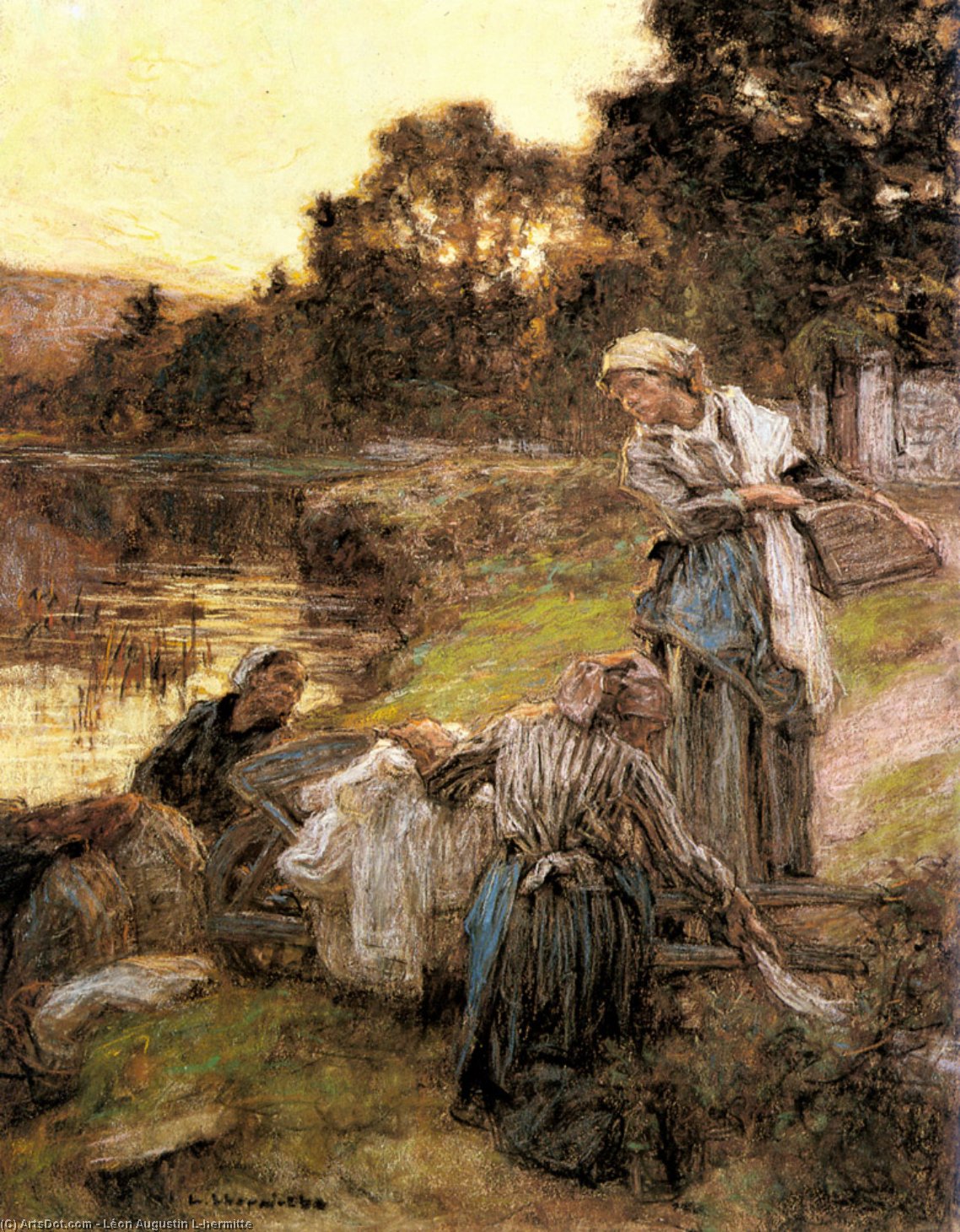 Le Laveuses Au Bord De La Marne — Léon Augustin L'hermitte