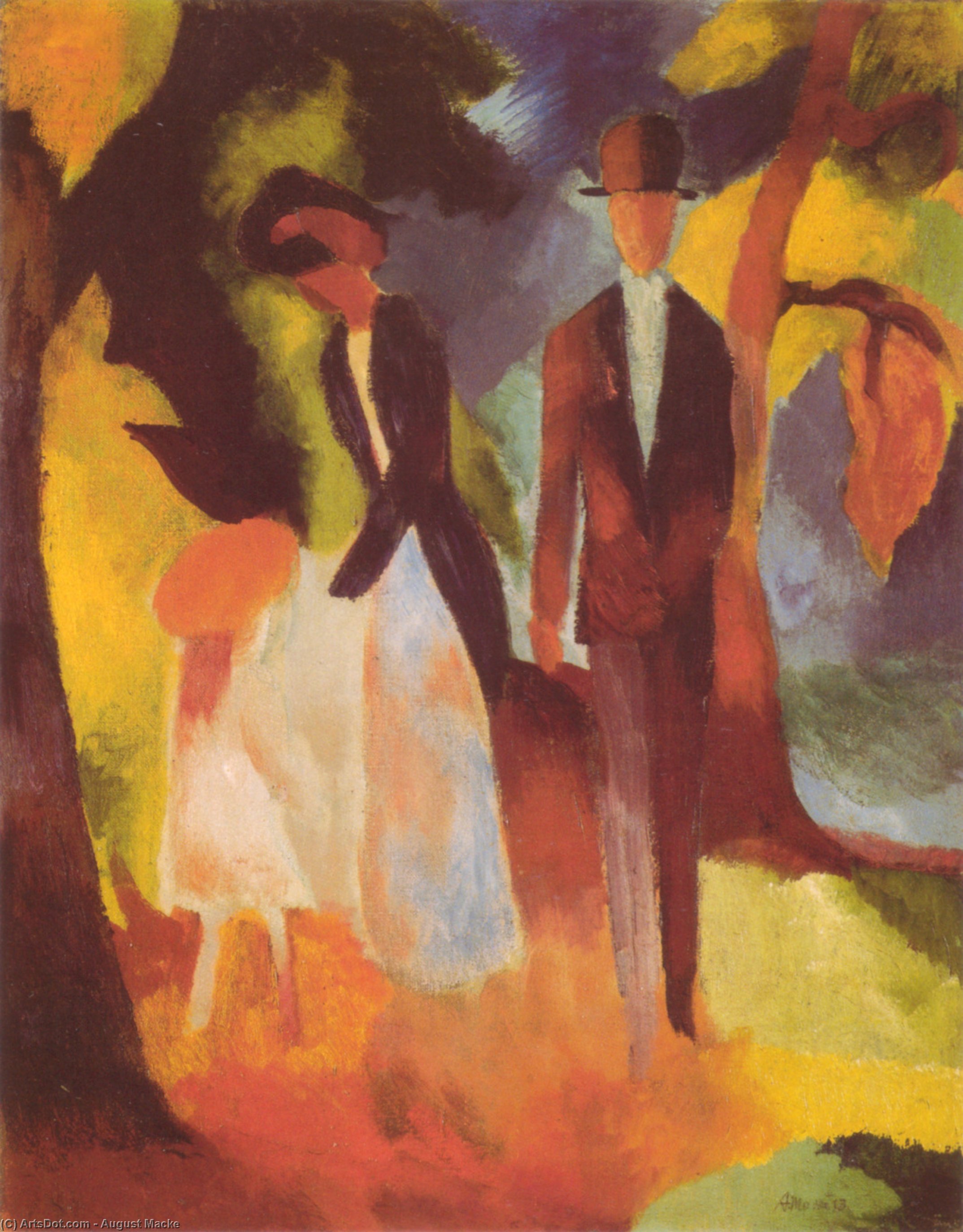 People By A Blue Lake — August Macke