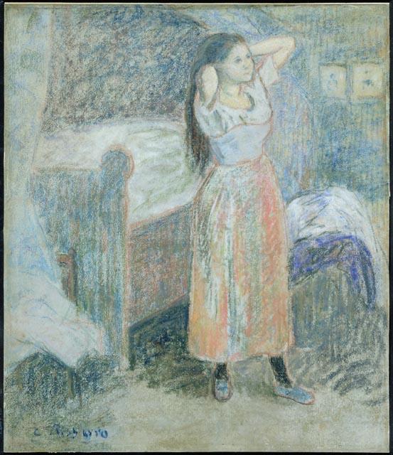 Woman Fixing Her Hair — Camille Pissarro