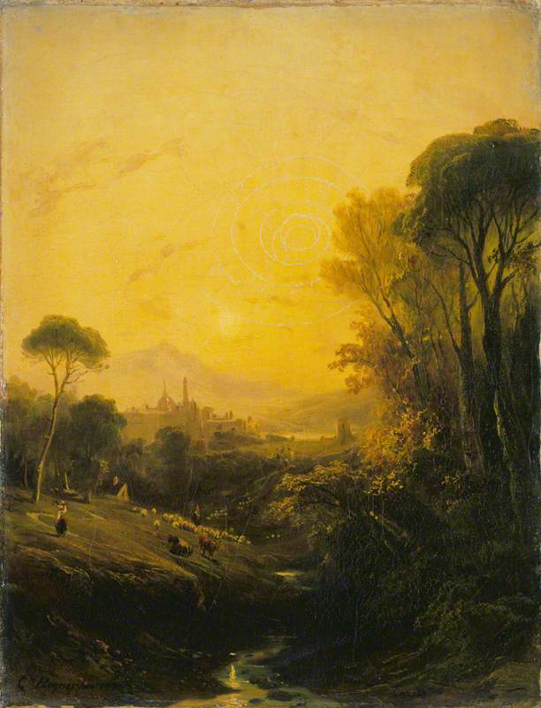 Italian Landscape Evening — Camille Joseph Étienne Roqueplan