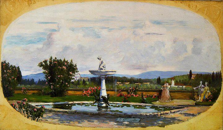 La Vasque Aux Singes Dans Les Jardins Boboli À Florence (titre Inscrit) — Joseph-félix Bouchor