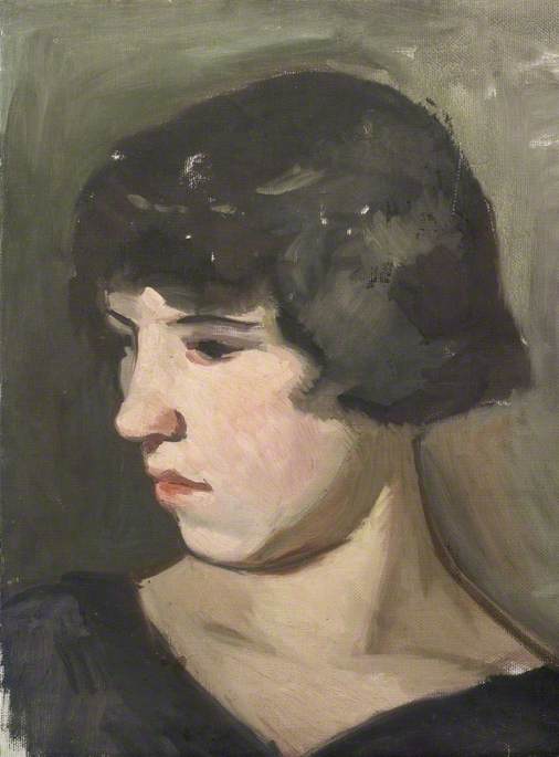 Portrait Of A Girl With Dark Hair In Semi Profile — Theodor Kern