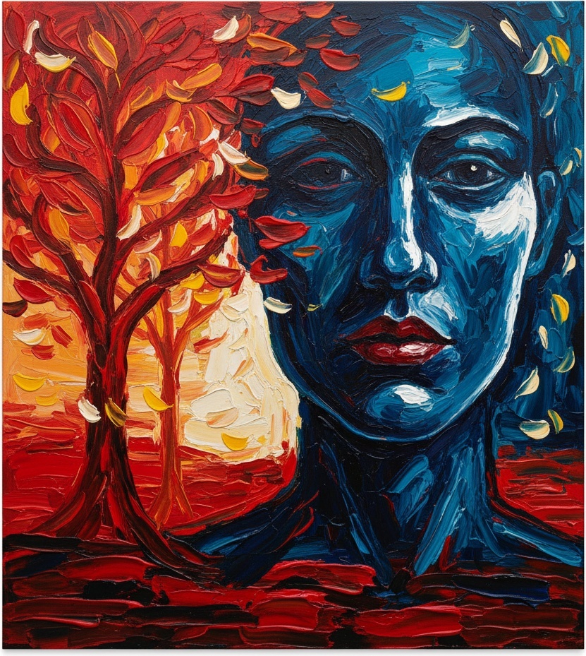 Alma Fragmentada Entre Las Ramas Carmesí De Un Eterno Crepúsculo Azul — Christian Noiret
