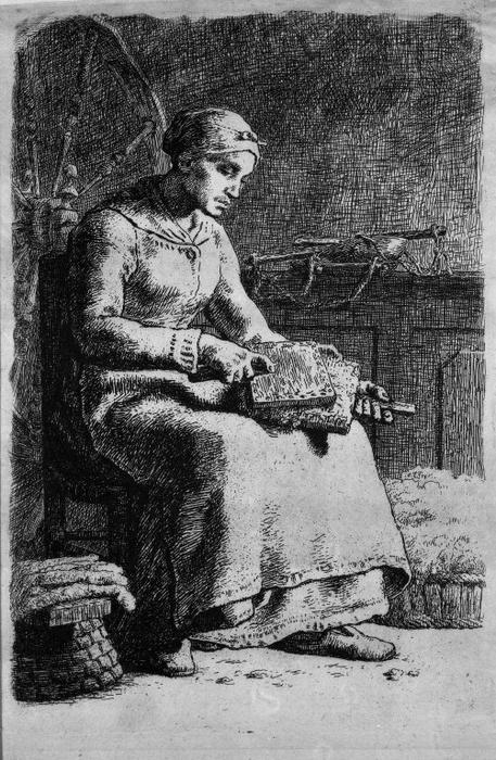 Frau Strickt Wolle — Jean-françois Millet