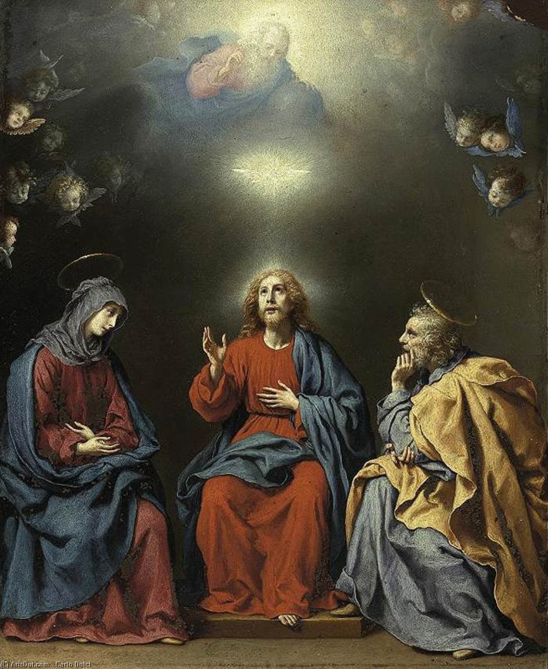 The Holy Family With God The Father And The Holy Spirit — Carlo Dolci