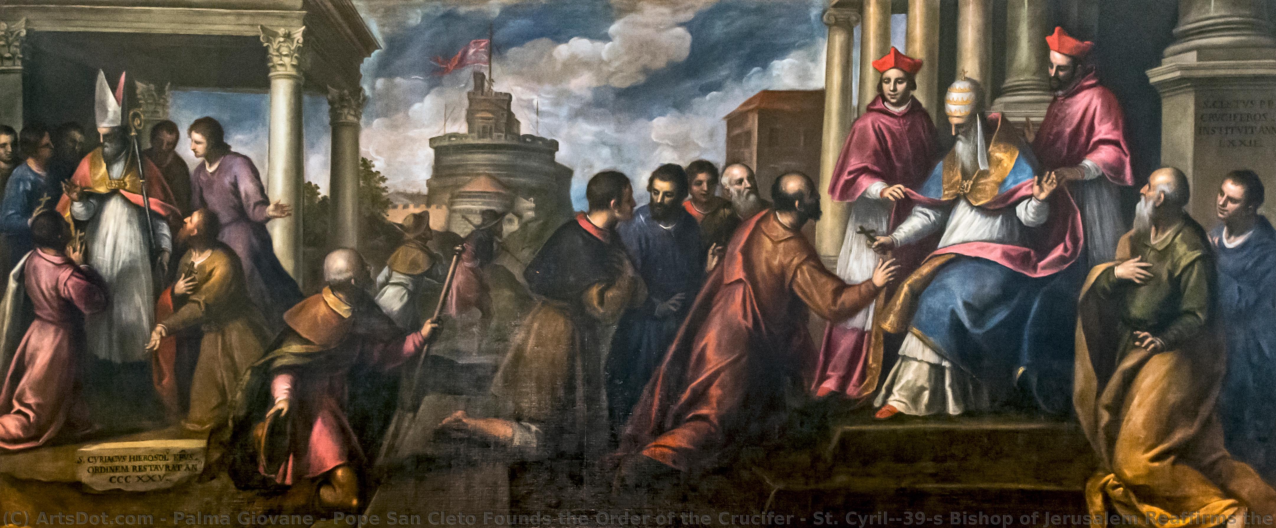 Pope San Cleto Founds The Order Of The Crucifer - St. Cyril's Bishop Of Jerusalem Reaffirms The Order — Jacopo Palma Il Giovane