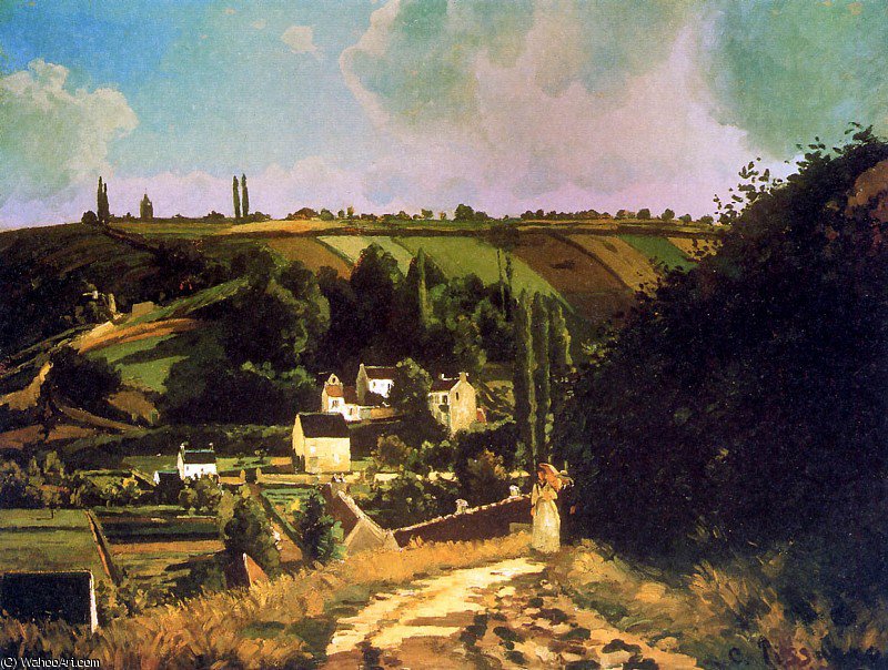 Hill Of Jallais At Pontoise Sun — Camille Pissarro