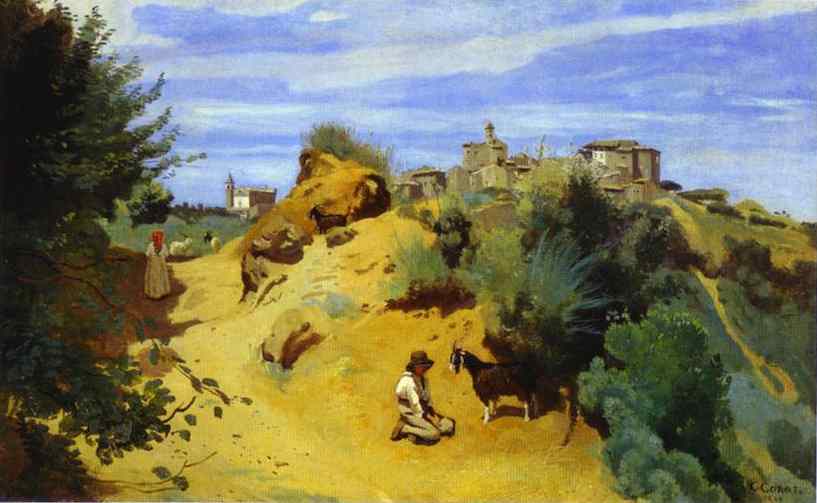 Genzano. Goatherd And View Of A Village — Žan-batist Kamil Korote