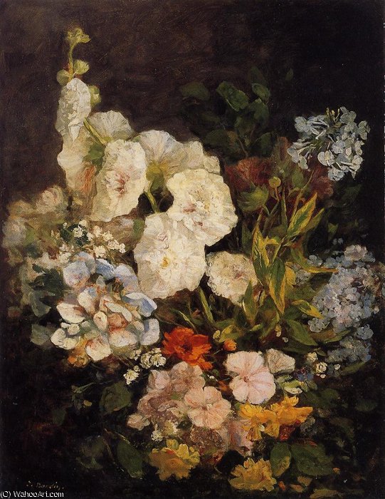 Spray Of Flowers - Holyhocks — Eugène Louis Boudin