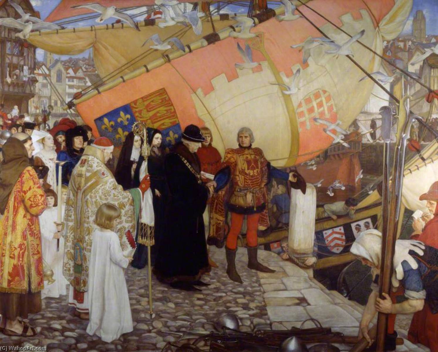 The Departure Of John And Sebastian Cabot On Their First Voyage Of Discovery, 1497 — Ernest Board